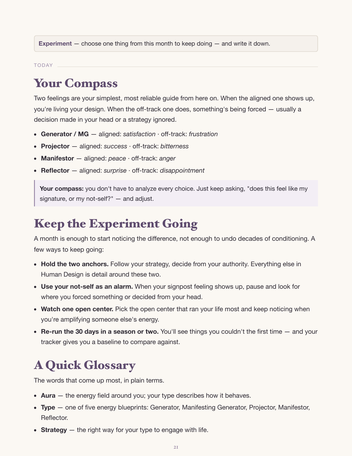 Your Compass and the glossary