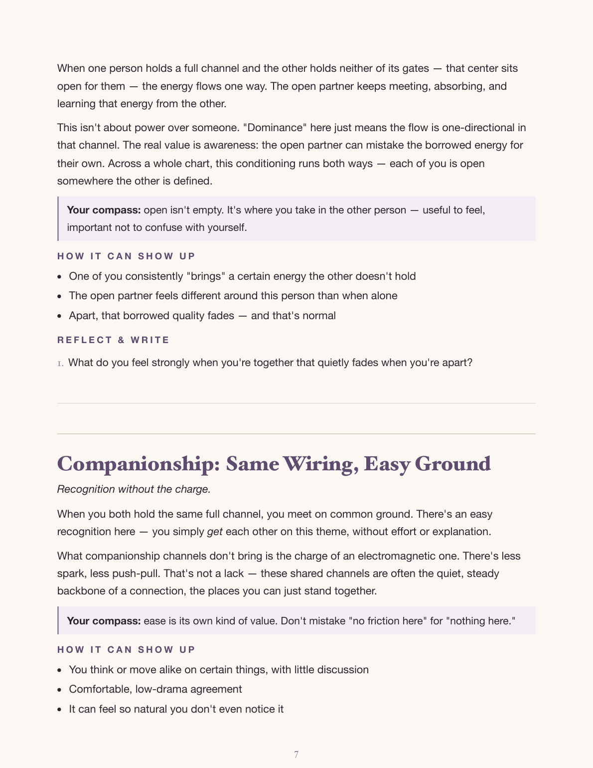 Companionship page with compass note